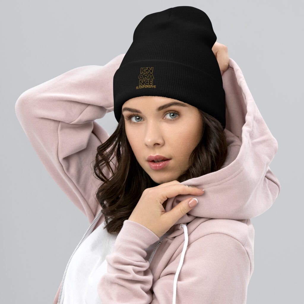 GLO University Black Cuffed Beanie