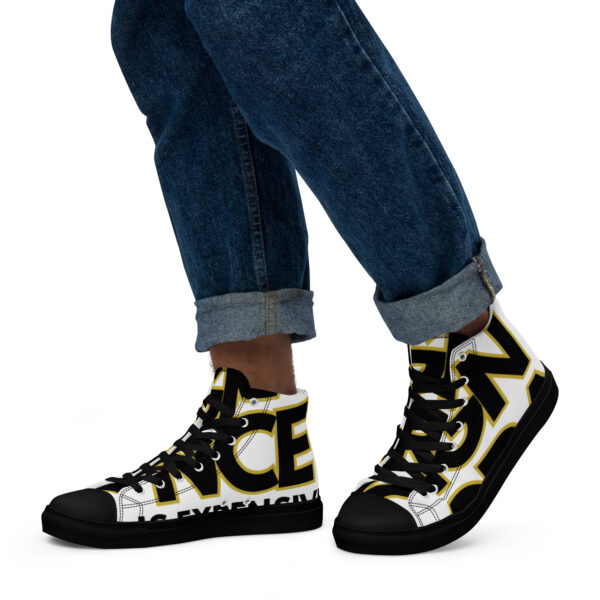 Ignorance is Expensive Black Men’s High Top Canvas Shoes - Image 3
