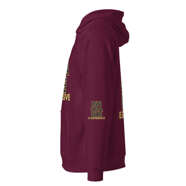 Ignorance is Expensive Burgundy Unisex Eco Hoodie - Image 7