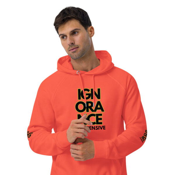 Ignorance is Expensive Orange Unisex Eco Hoodie - Image 2