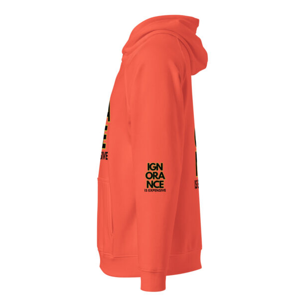 Ignorance is Expensive Orange Unisex Eco Hoodie - Image 6