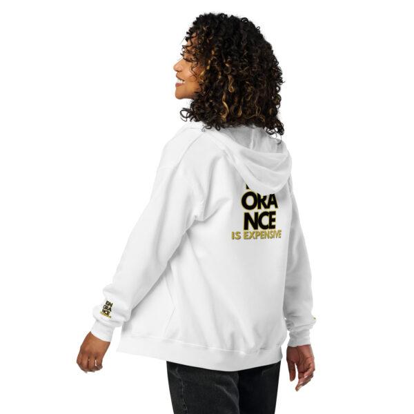 Ignorance is Expensive White Unisex Zip Hoodie - Image 3