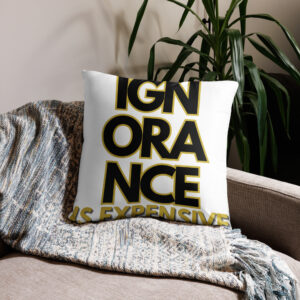 Ignorance is Expensive White Pillow